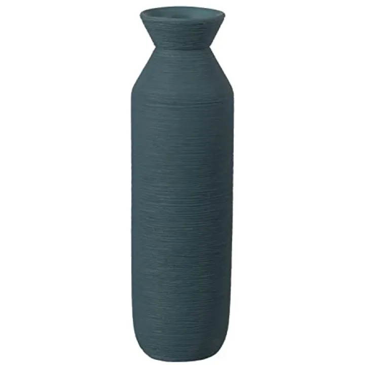 Uniquewise 9" H Decorative Ceramic Cylinder Vase, Modern Style Centerpiece Table Vase, Blue (QI004348.BL)