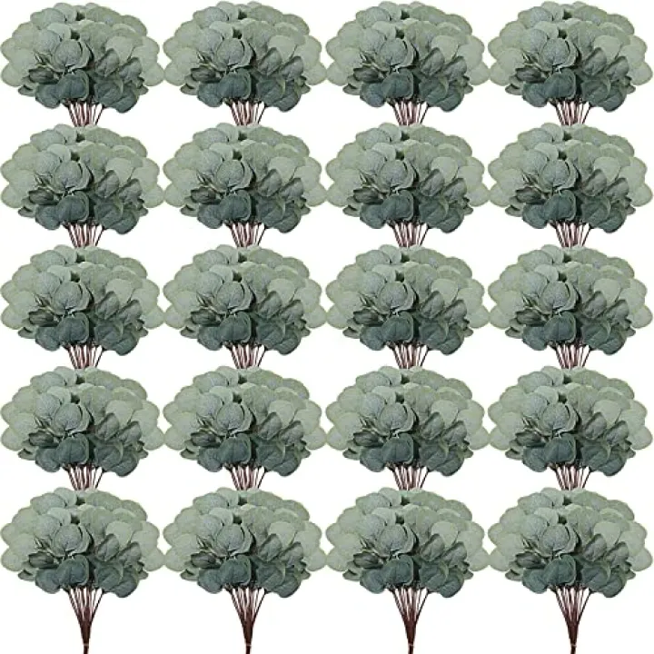 Taiyin 120 Pieces Artificial Eucalyptus Leaves for Wedding Eucalyptus Leaves Stems Decor Greenery Faux Green Stems for Wedding Centerpiece Floral Home Decor, 11 Inches