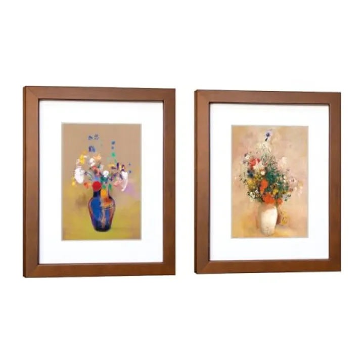DEKWINN 8x10 Picture Frame Set of 2 Made of Solid Wood Photo Frame with Real Glass for Pictures 5x7 with Mat or 8x10 Without Mat, Wall Gallery or Tabletop display Picture Frames, Brown