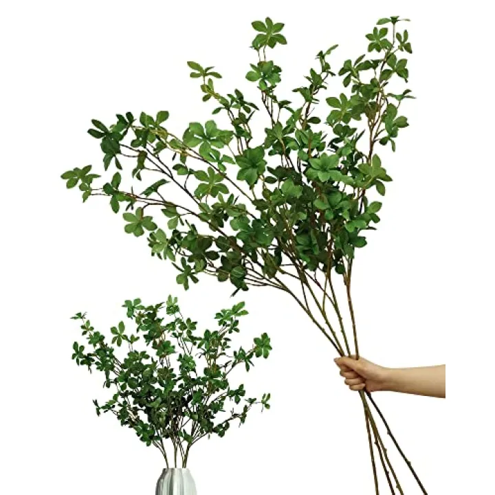SNAIL GARDEN 4Pcs 43.3" Artificial Greenery Stems, Fake Ficus Branches with Eucalyptus Leaves & Fern, Faux Plants for Tall Vase, Indoor Outdoor Table Centerpiece, Home Garden Party Decor