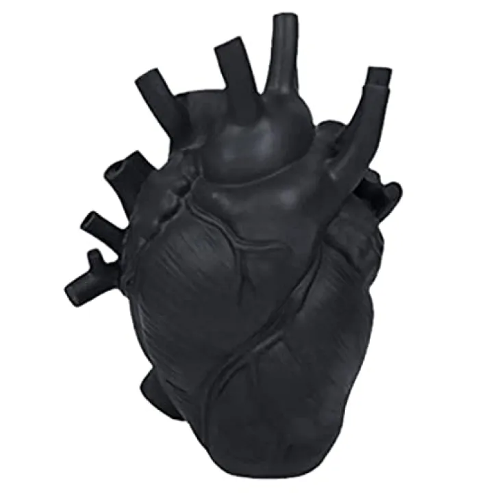 Resin Vase Planter, Decorative Heart Vase - Anatomical Heart Tabletop Decorative Craft, Farmhouse Living Room Bedroom Countertop (Black,Small)