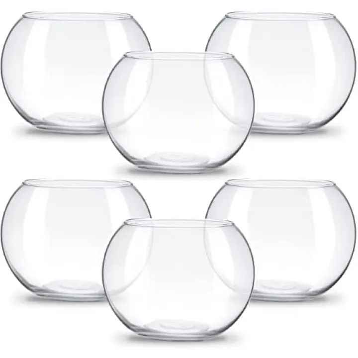 Clear Bowl Glass Vase Bubble Glass Round Vase Clear Bubble Planter Terrarium Fish Bowl Vase for Wedding Event Home Decor Flowers Fish(6 Pcs,4.5 x 3.7 x 5.9 Inch)