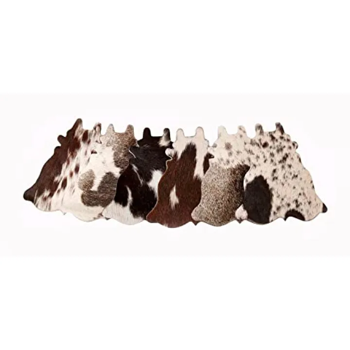 Cowhide Coaster Set of 6 pcs Natural Cowhide Drink Coasters Hair On Cow Shape Coasters Leather Tea Cup Coasters Home Décor & Home Living Ideas by NGF, 4.5 x 4.5 x 0.5 inches