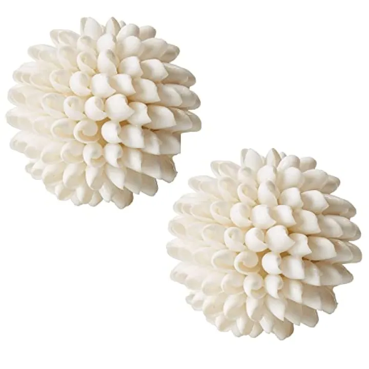 Tumbler Home Real White Seashell Sphere - 3 Inches Wide - Beach House Shelf Decor - Coastal Decorative Balls for Bowls