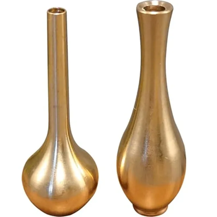 Zerodeko Mini Brass Vase Ornaments 2 Pack Vintage Tiny Copper Flower Vases for Desktop Decoration Wedding Centerpieces and Home D Cor