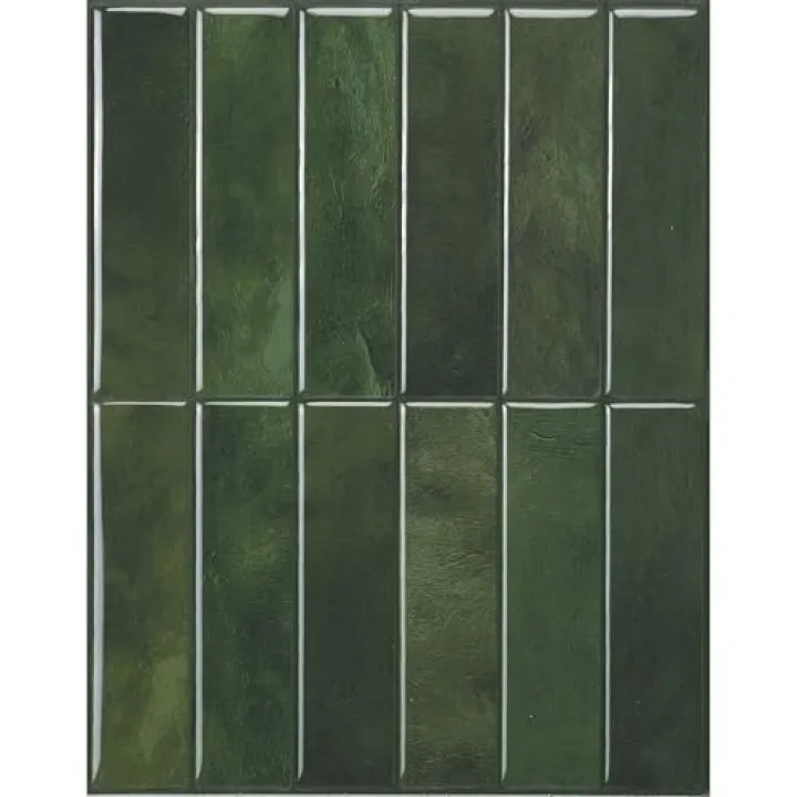 Smart Tiles SMART TILES Peel and Stick Backsplash - 5 Sheets of 11.43'' x 9'' - 3D Adhesive Peel and Stick Tile Backsplash for Kitchen, Bathroom, Wall Tile, Sefrou Green