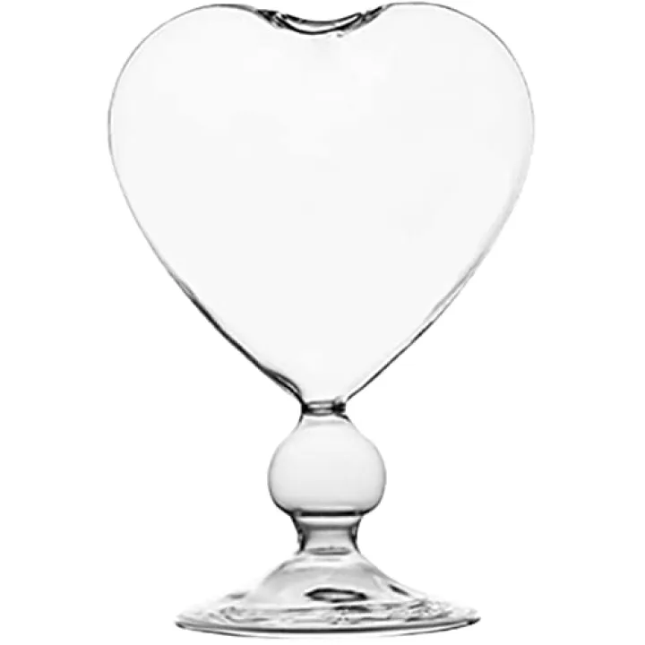 HANABASS Glass Heart Shaped Vase 6.24 Inch Transparent Hydroponic Flower Pot Decorative Love Vase for Home Office Tabletop Display