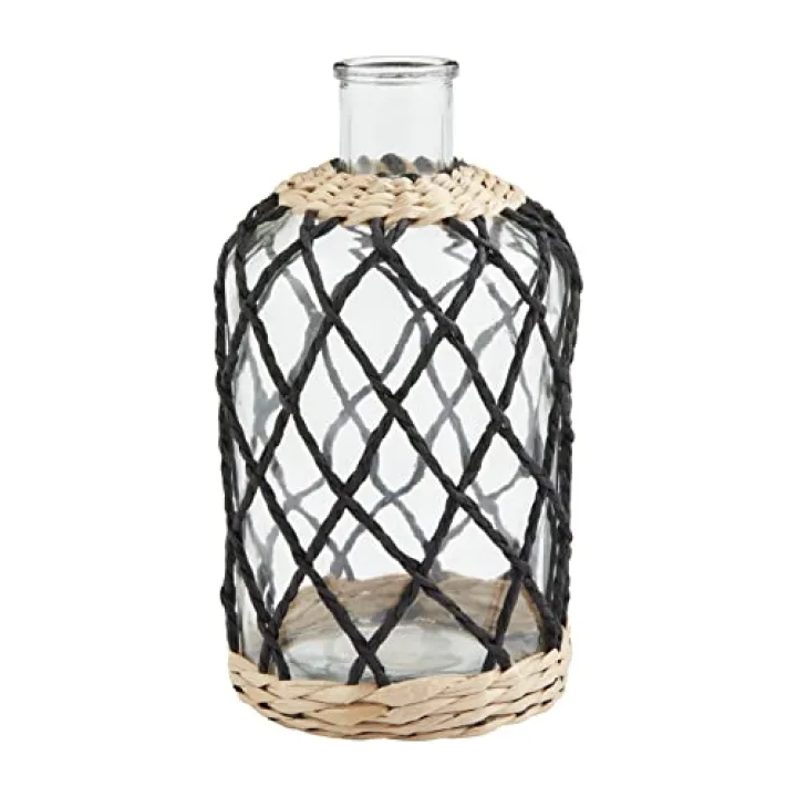 Mud Pie Black Woven Sleeve Vase, Large