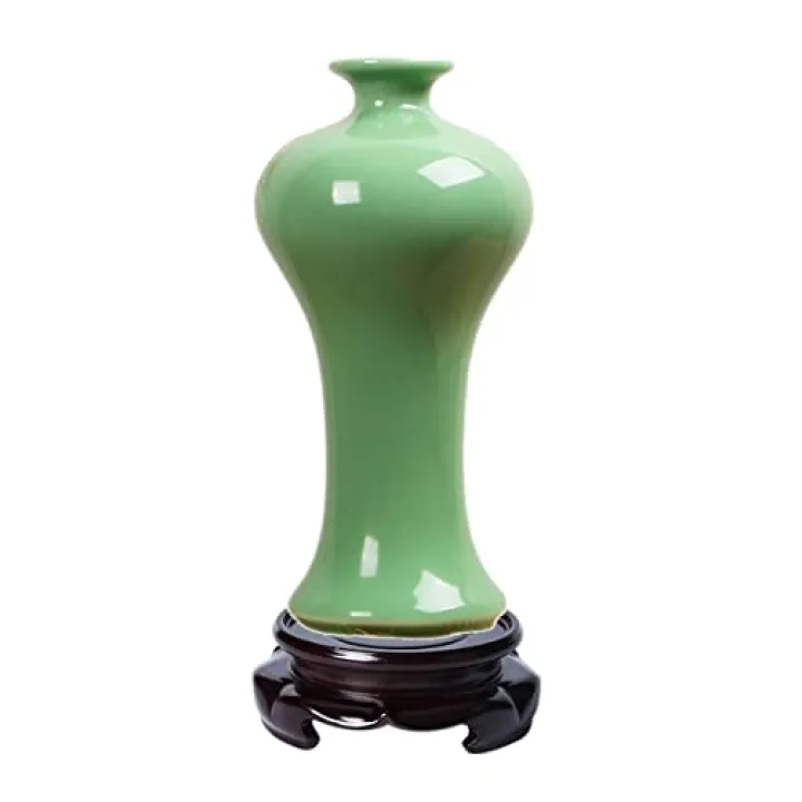 Celadon Porcelain Vase,Jade Green Big-Head Flower Vase,龙泉青瓷花瓶 (Plum Green(Pedestal))