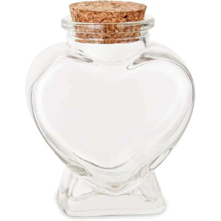 Zoeytak 1PCS Empty Mini Glass Heart-Shaped Bottles with Cork Stoppers, Decorative Glass Bottles with Cork Lid for DIY Art Crafts Projects Decoration Party Supplies
