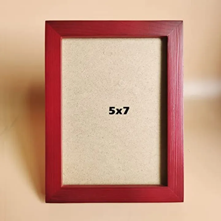5x7 Picture Frames RED Solid Wood Frame, Plastic Panel (Film Needs to be Removed) Table or Wall.Front Window Opening 4.5x6.5 inch.