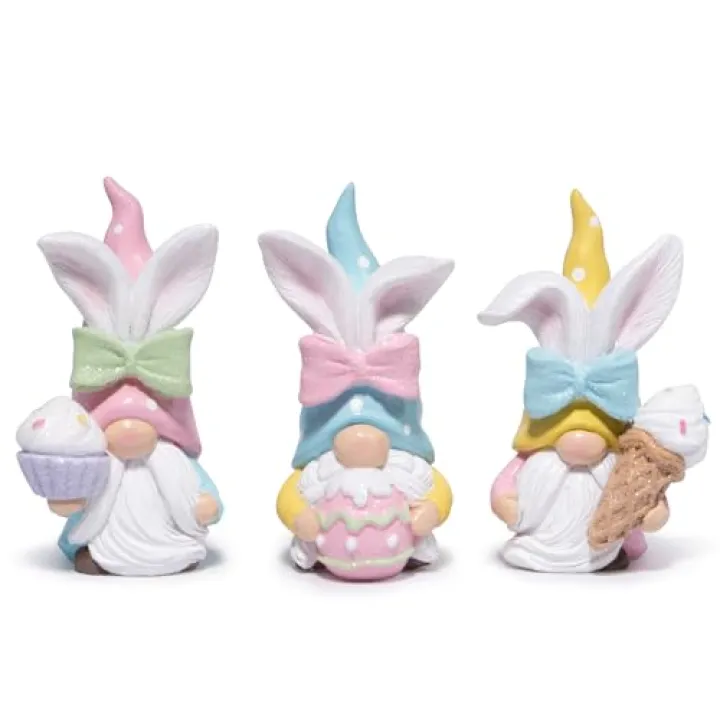 Hodao Easter Bunny Gnomes Decorations Spring Spring Table Centerpiece Gifts Set of 3 Nordic Swedish Nisse Scandinavian Tomte Elf Dwarf Indoor Home Decor