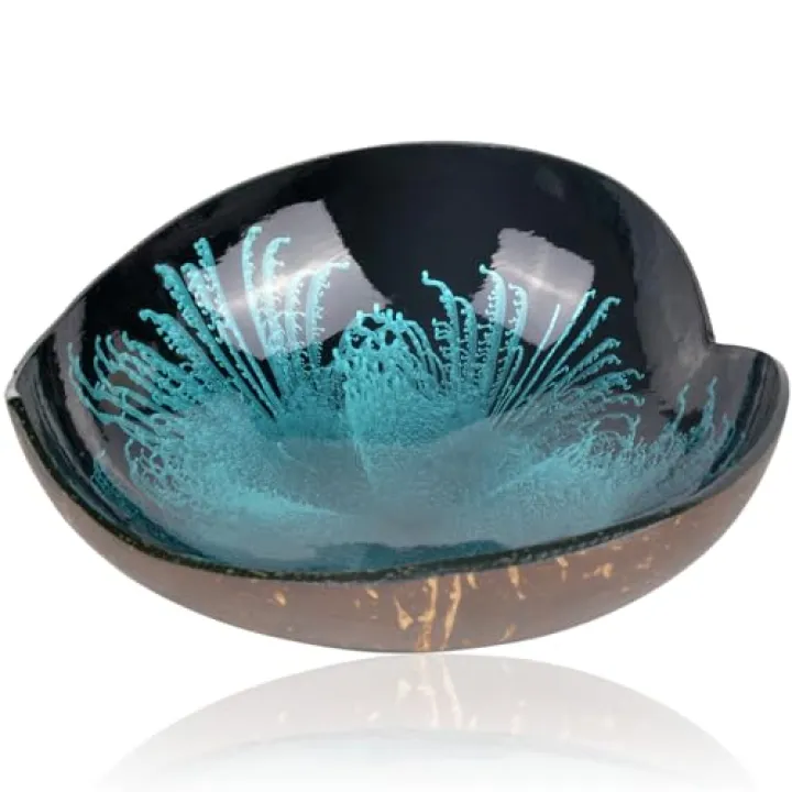 Coconut Bowls Decorative Candy Dish - Heart Acai Bowl, Natural Wooden Candy Dish, Key Bowl Holder for Entryway Table, Yogurt Smoothie Nuts Dessert Container, Rice Fruits Dry Snack Storage Shell Bowls