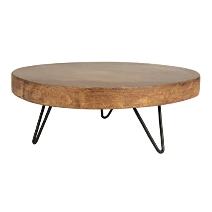 Creative Co-Op Decorative Paulownia Wood Pedestal, Dark Brown