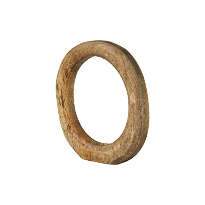Modern Decorative Carved Wood Standing Circle, Natural