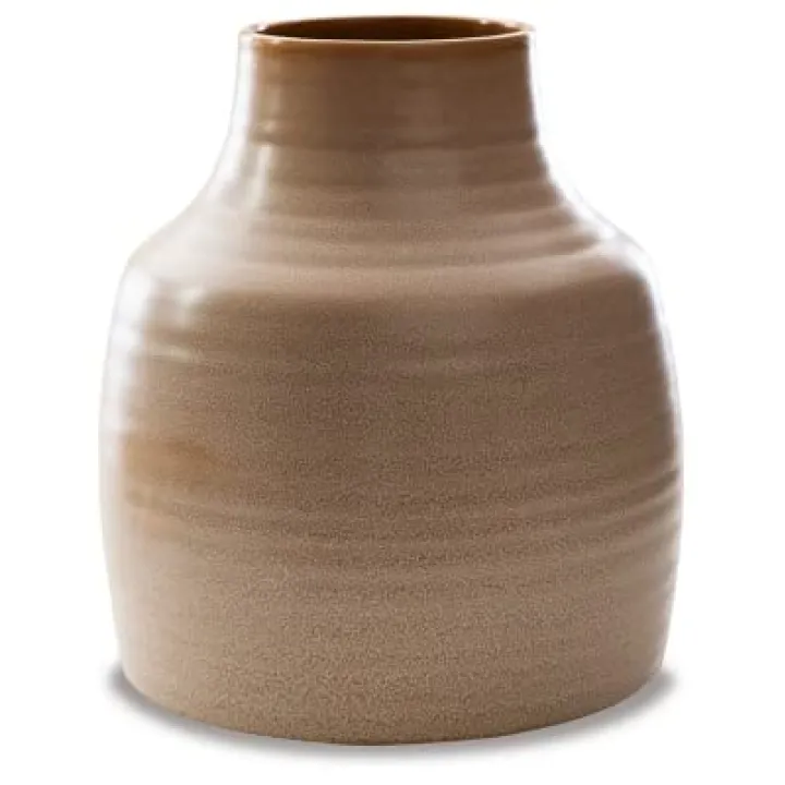 Signature Design by Ashley Millcott Casual Ceramic Reactive Glaze Finished Vase, Tan