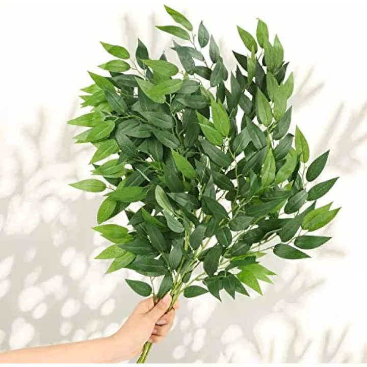 WEISPARK Artificial Italian Ruscus Greenery Stems 27in Faux Green Leaf Garland Branches Hanging Greenery Spray for Wedding Bouquet,Arch,Table Centerpieces and Home Decor