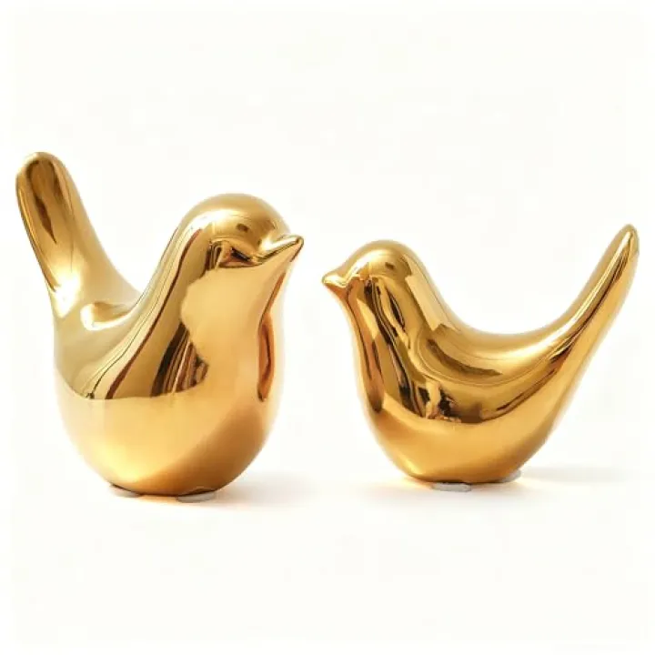 Notakia Gold Home Decor Small Birds Statues Modern Style Decorative Ornaments for Living Room Decor, Bedroom, Office Desktop, Cabinets (2Pcs Gold Birds)