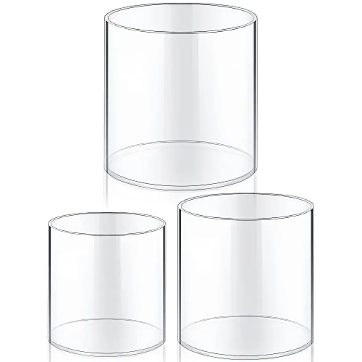 meekoo 3 Pcs Flower Acrylic Vase Cylinders Round Decorative 6 x 6 in, 5 x 5 in, 4 x 4 in Vase Break Resistant Acrylic Flower Cylinder for Christmas Centerpiece Home Wedding Decor(Clear, Classic)