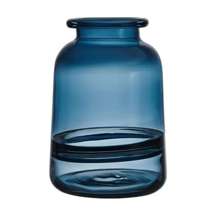 Elements 5.91x5.91x8.86 Inch Blue Glass Vase, for Display with Faux or Fresh Flowers