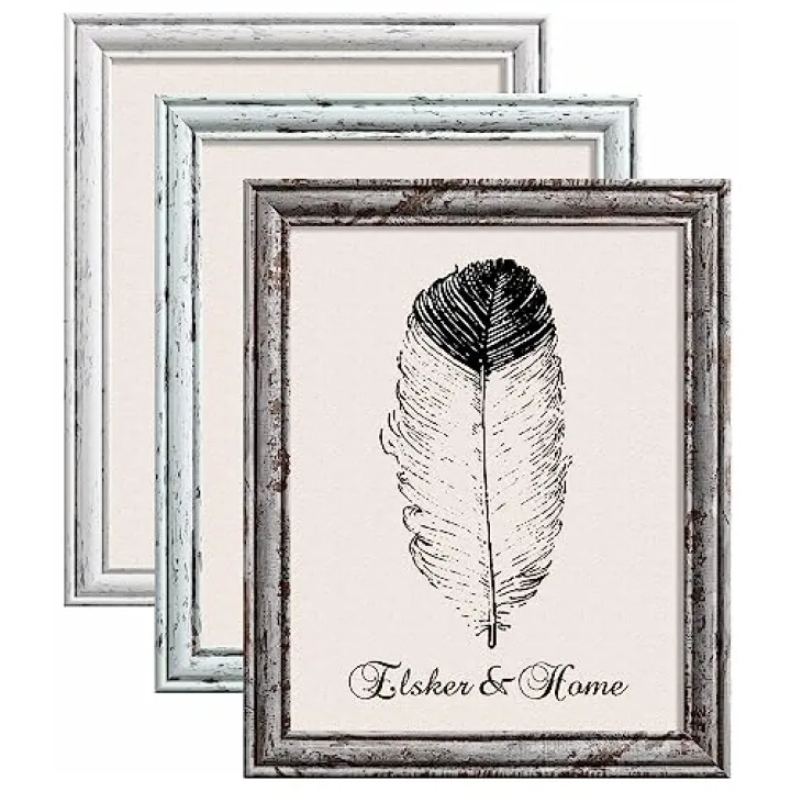 ELSKER&HOME 11 x 14 Picture Frame Set of 3, Rustic Farmhouse Distressed Retro Style Photo Frame for Wall Mounting and Tabletop,Wooden Frame for Gifts