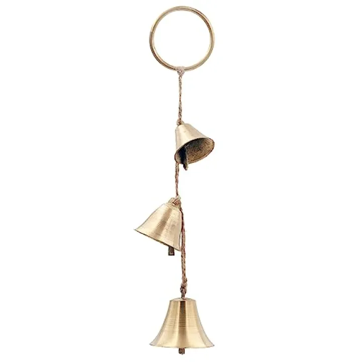 Brass Rustic Hanging Bells for Door Knob Decoration, Home Garden Decor Shopkeepers Bell on Rope