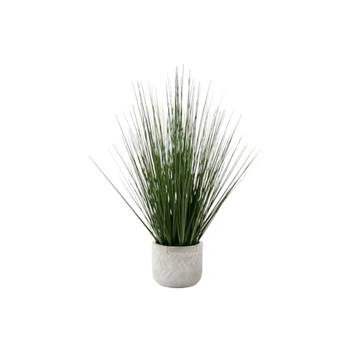 Monarch Specialties I 9574 Artificial Plant, 21" Tall, Grass, Indoor, Faux, Fake, Table, Greenery, Potted, Real Touch, Decorative, Green Grass, White Pot