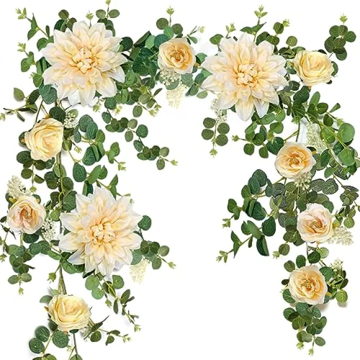 Eucalyptus Garlands, Flower Garland, Wedding Arch Flowers, Floral Swag for Wedding Christmas Decoration Table Backdrop Arch Wall Party Home Bedroom Décor (Champagne)