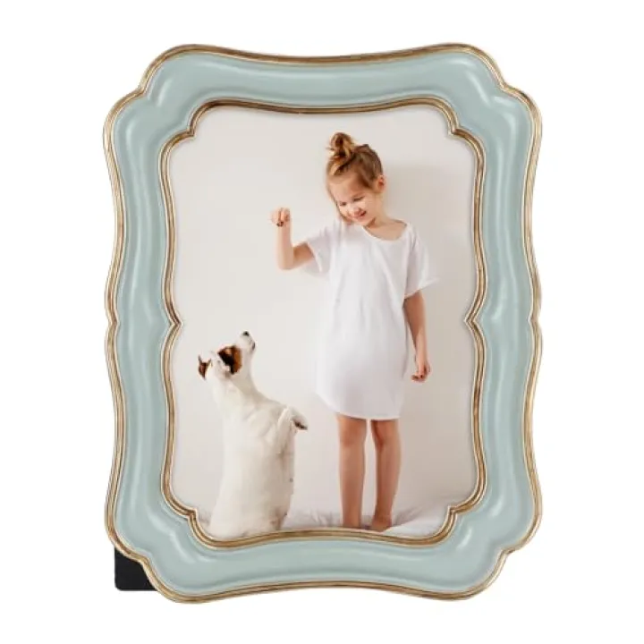 PHAREGE 5x7 Vintage Picture Frame Green Gold, Ornate Antique Picture Frame for 5x7 Photo, Retro Photo Frame for Tabletop Vertical or Horizontal Display, 1 Pack