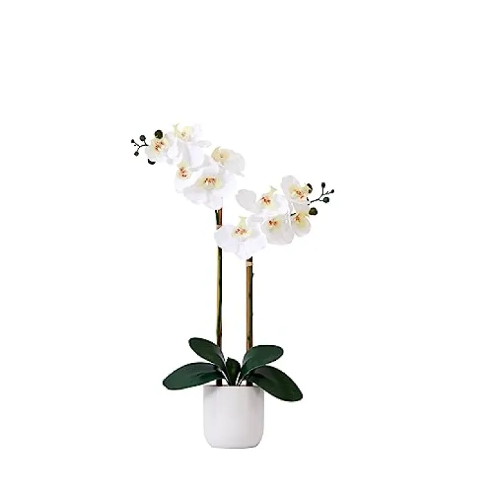 Nearly Natural 26in. Artificial Double Orchid Phalaenopsis with Decorative Vase (Real Touch)