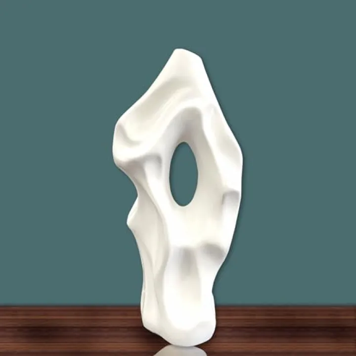 Modern Abstract Vases for Home Décor - Tall White Vase, 14.5 Inches