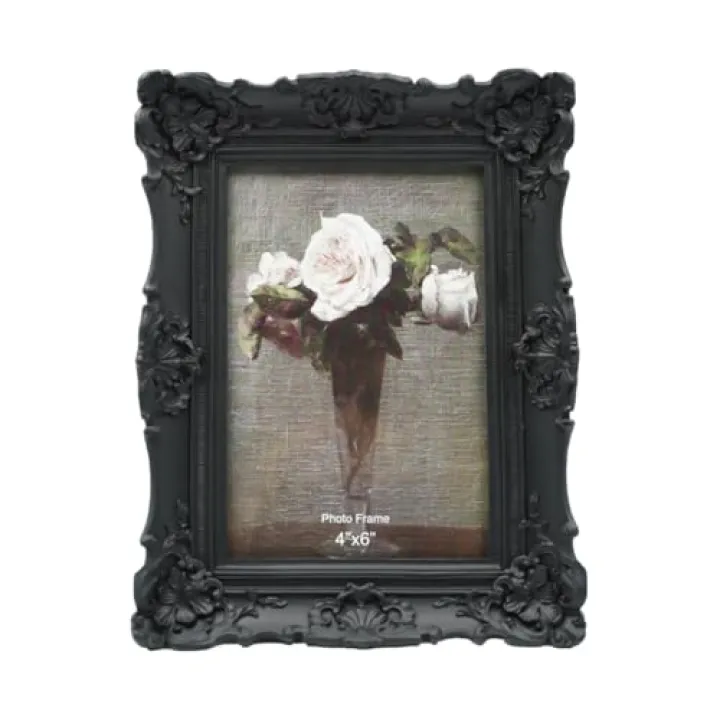 CISOO 4x6 Vintage Picture Frame Antique Ornate Black Photo Frame, for Table Top and Wall Display, Decorative Floral Design Retro Home Decor, Photo Gallery Art