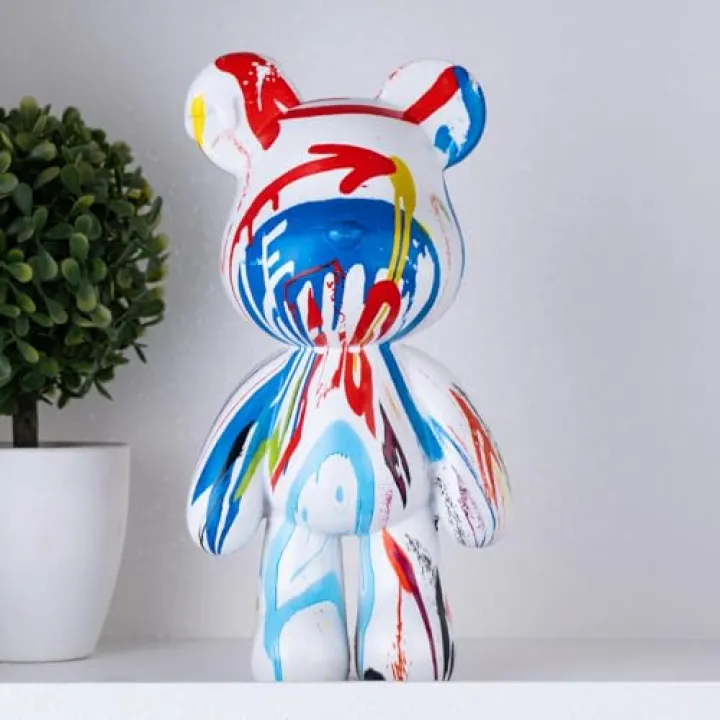 Coniuty Bear Sculpture, Resin Animal Statue for Home Decor, Abstract Bear Decor for Office, Living Room, Bedroom on Table, Shelf, TV Cabinet (Modern Decor)
