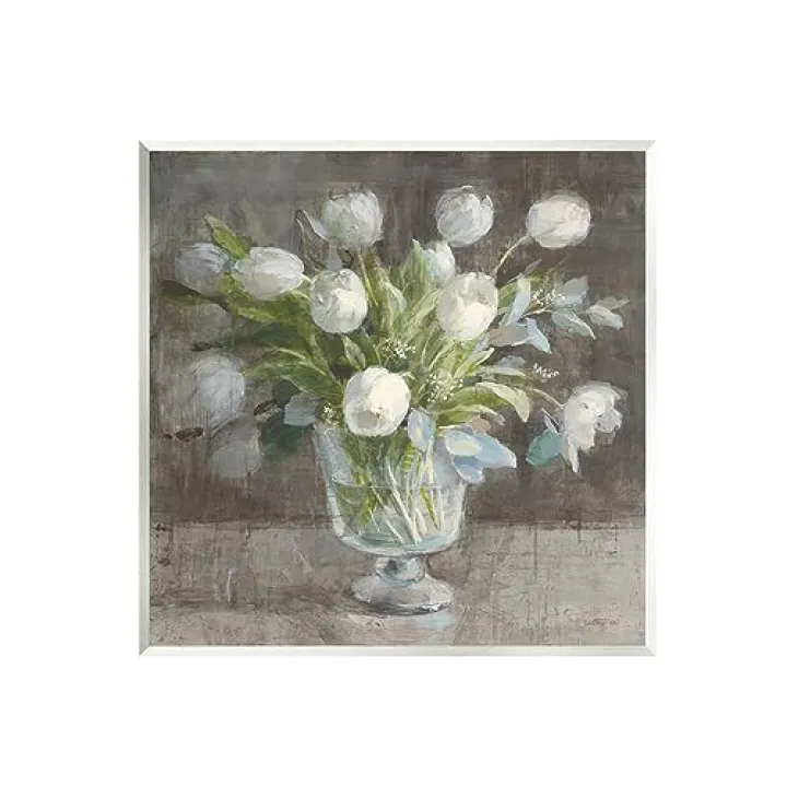 Stupell Industries Rustic White Tulip Vase Wall Plaque Art Design by Danhui Nai