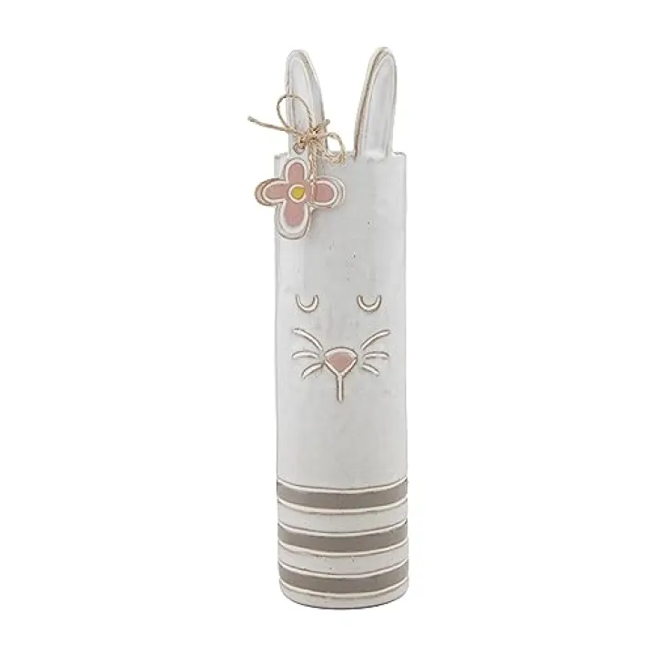 Mud Pie Bunny Stem Vase, Grey; 7" x 2" Dia