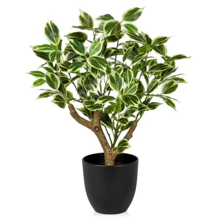 Small Fake Plant Artificial Bonsai Tree 17" Faux Plants Indoor Realistic Fake Potted Plants Small Fake Tree Decor with Pot for Home Table Office Desk Bathroom Bedroom Living Room Farmhouse Decoration
