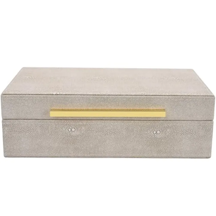 XIGEXIGE Ivory Shagreen box Faux Leather Decorative Boxes,Keepsake And Memory Storage Decorative Boxes with Lids for Modern Home Decor Jewelry Box Organizer