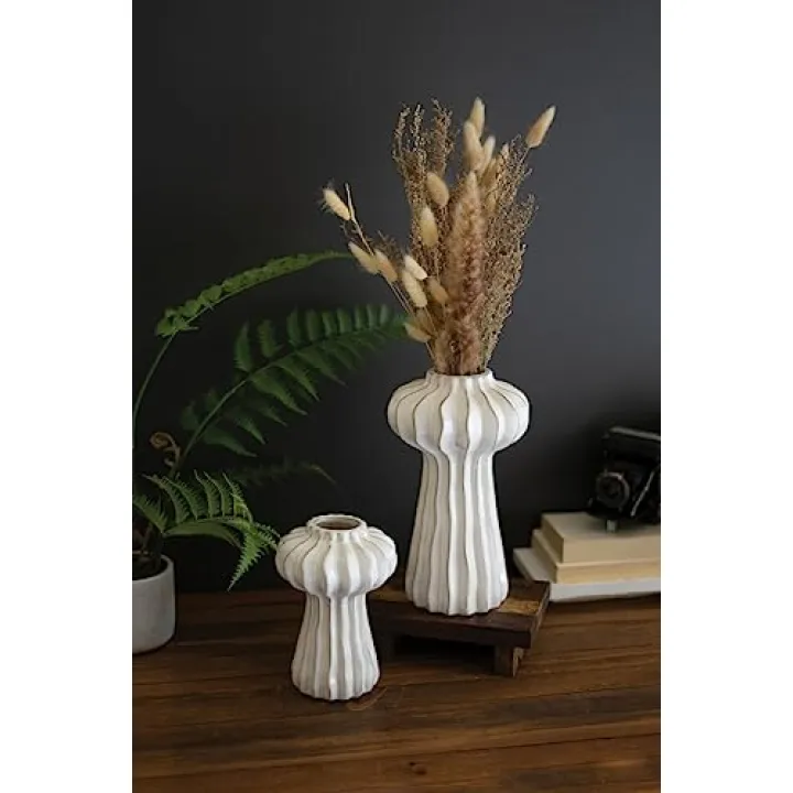 Set of Two Organic White Ceramic VASES - Jelly Fish