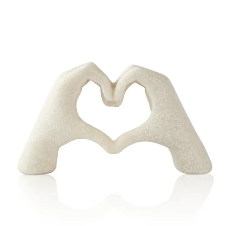 OTARTU Marble Gesture Heart Decoration, Modern Love Statue Finger, Abstract Heart Hands Sculpture Home Wedding Decoration,Shelf Decor