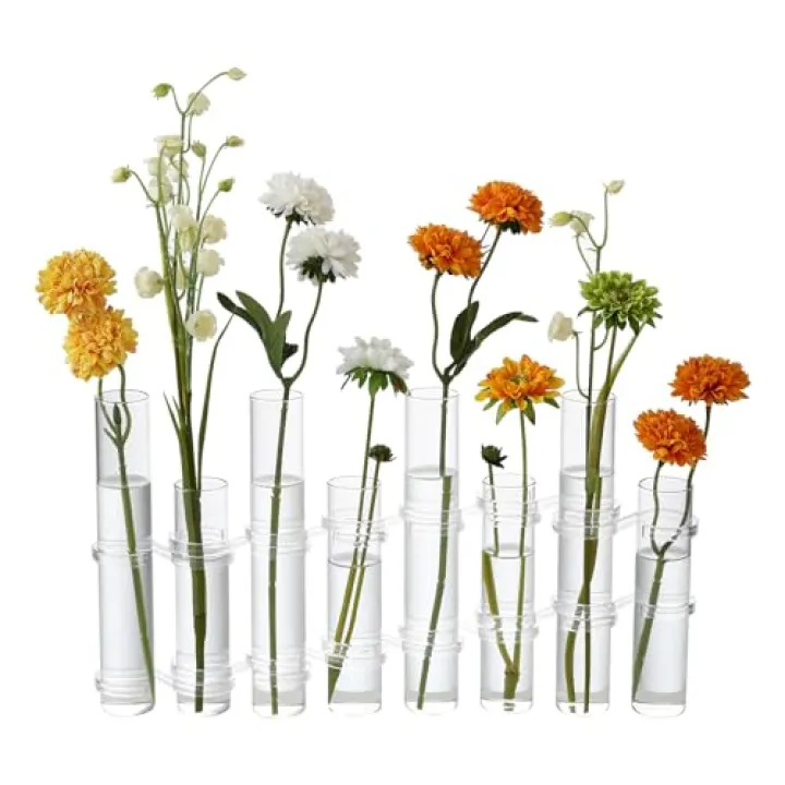 Dinyeo Hinged Flower Vase Different Heights Clear Cylinder Tiny Glass Foldable Vase Test Tube Propagation Station