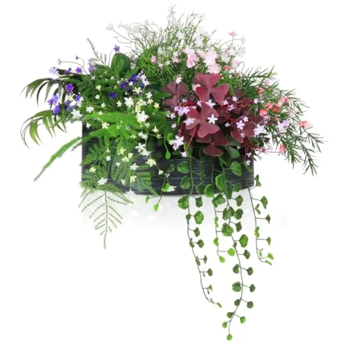 Blafrozzing 6 in 1 Artificial Plants & Flowers, Potted Fake Asparagus Oxalis BabyBreath Grass Plant for Home Decor Indoor Outdoor, Office Greenery Tabletop Centerpieces