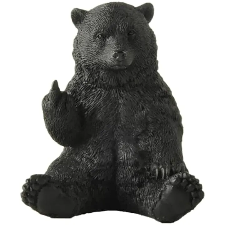 JFSM INC. Holiday Stocking Stuffer, Black Bear Raising Middle Finger Figurine Funny Hilarious Decor - Bear Lover Gifts, Cabin Themed Decor, Man Cave Decoration