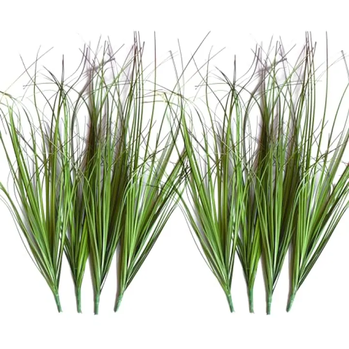 VANTREE 8PCS Artificial Plants, Shrubs Wheat Grass Greenery Stems for Home Decor, Fake Tall Grass Plant for Outdoor Indoor Decor