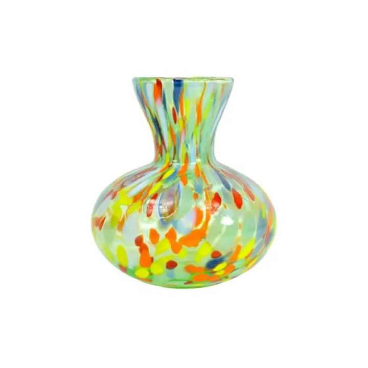 Murano Glass Small Flower Vase, 4 Inch, Tulip Collection, Green, Cute Flower Vase Decorative for Modern Home Decor, Living Room Wedding Centerpieces Bedroom Kitchen, Made in Italy