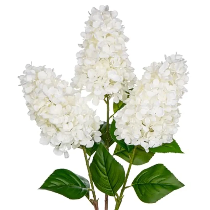 Arborus 3PCS Fake Flowers Hydrangea Artificial Flowers 28" Long Stem White Faux Flowers for Vase, Real Touch Silk Flowers Décor for Floral Arrangement Home Farmhouse Office Hotel Decoration