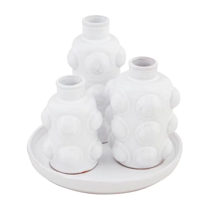 Mud Pie Beaded Triple Vase; 5 1/2" x 6 1/2" Dia