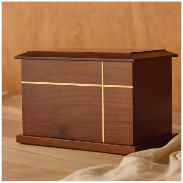 Aspen Studio AspenStudio Cross Walnut Wooden Urn for Cremation Human Ash Handcrafted Solid Wood Urn Up to 200lbs for Adult