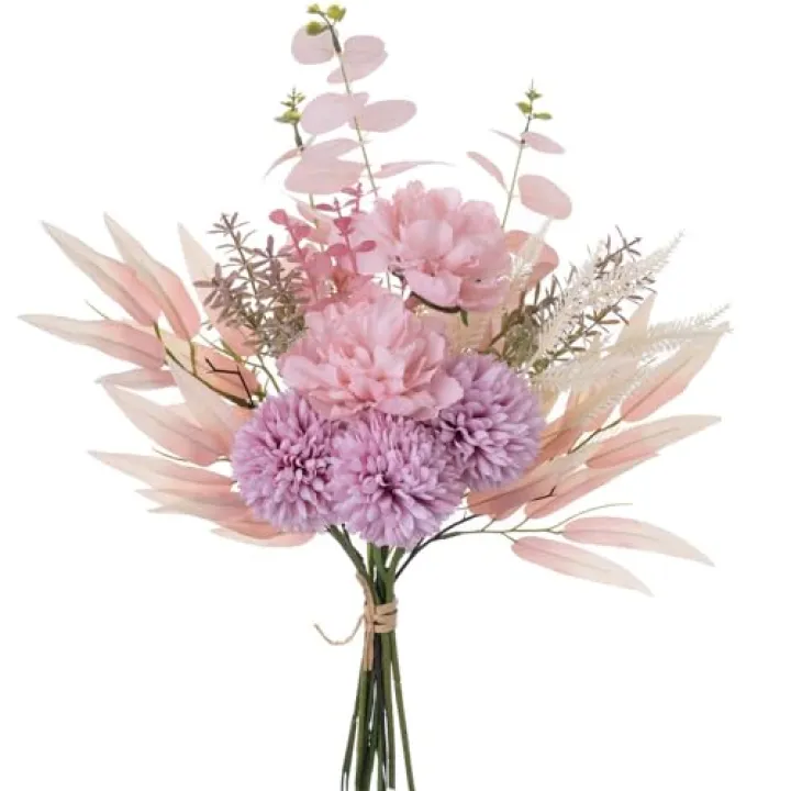 KIRIFLY Artificial Fake Flowers Plants Silk Flower Arrangements Wedding Bouquets Decorations Plastic Floral Table Centerpieces for Home Kitchen Garden Party Décor (Pink Purple)