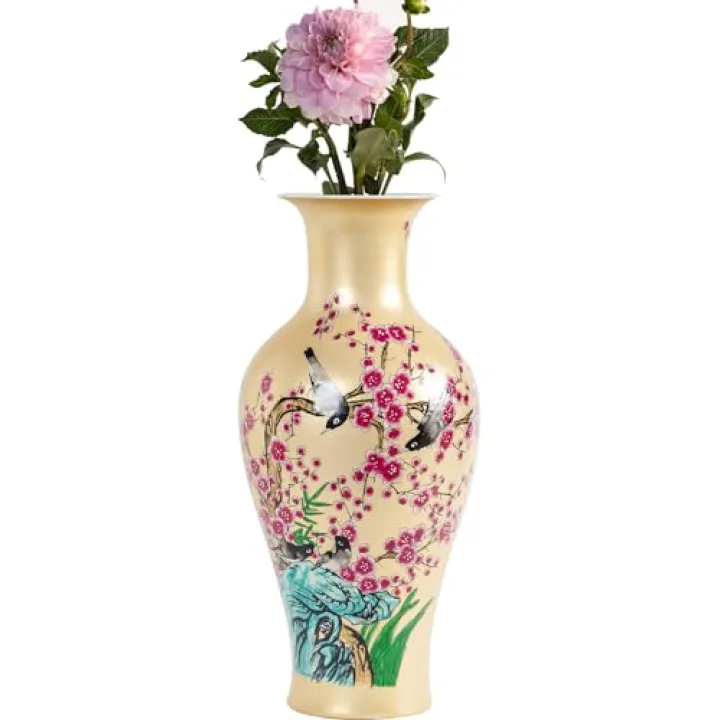 Houlu 14-inch Golden Ceramic Flower Vase for Centerpieces, Decorative Vase for Flowers