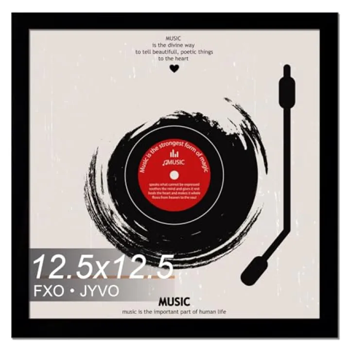 Fxojyvo Vinyl Record Frame for the Wall Display Album Cover, Black 12.5 x 12.5 Frame for any 12 Inch LP Record with Cover - 1 Pack/Black